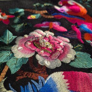 Embroidered wool dress-Wearable Art-Floral Woodland Embroidery